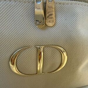 Dior Elegant Cream Cosmetic Bag with Gold Details